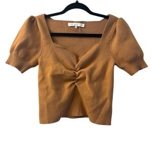 Endless Rose Tan Ruched Crop Top